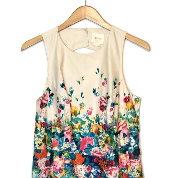 Anthropologie Maeve Floral Sleeveless Ivory Sheath Dress Size 12 - Picture 3 of 16